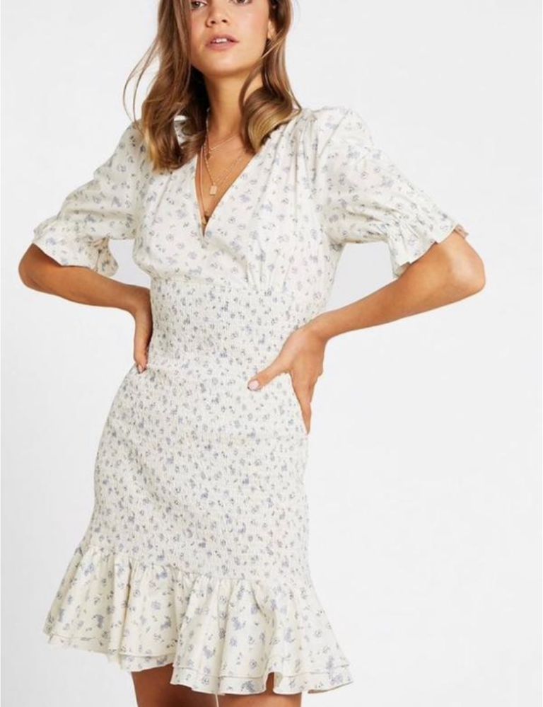Біле плаття у квіточку, квітковий принт zara