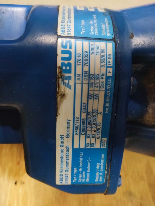 Silnik elektryczny napęd wózka jezdnego Abus wciągnika suwnicy