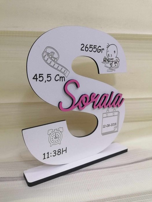 Letras com dados de nascimento