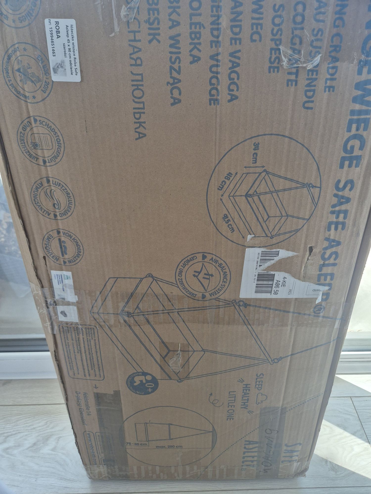 Łóżeczko wiszące kolyska dla niemowląt Roba Safe asleep 45 x 90 cm sza