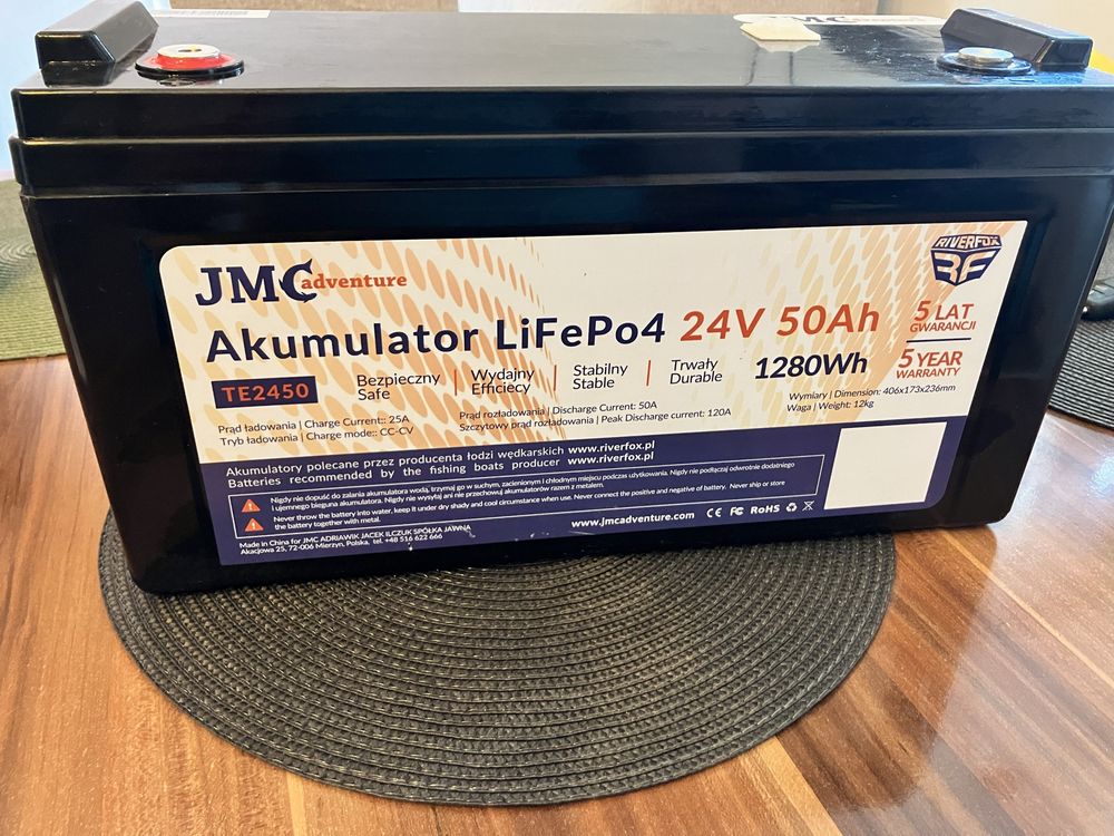 Akumulator LiFePo4 24v 50ah ZAMIANA