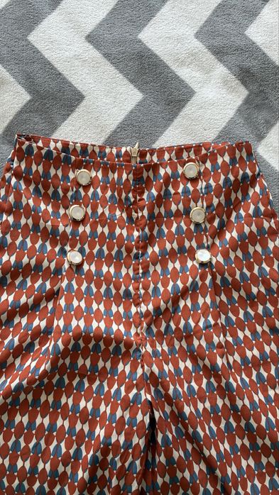 Wzorzyste rude spodnie lekkie letnie Shein M/38