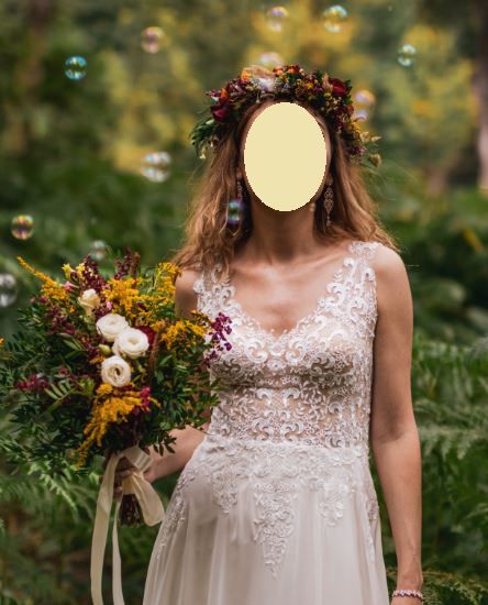 Suknia ślubna Annais Bridal boho/rustykalna z trenem r.36