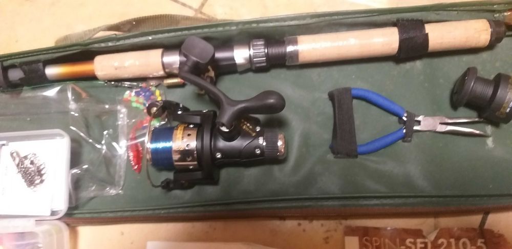 zestaw wędkarski plus siatka na narybek gratis spiningowy nowy, spinni