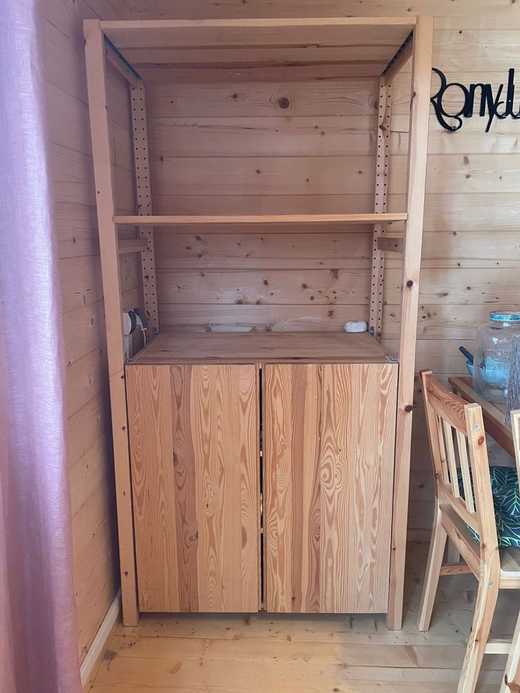 Regał z szafką IKEA (lite drewno), BROR