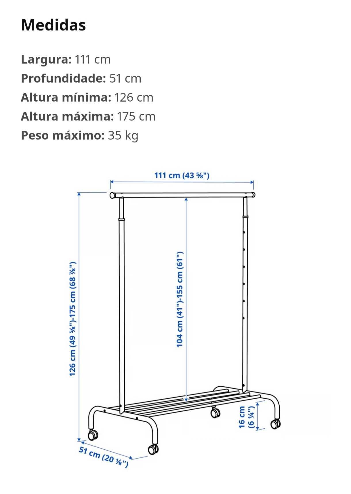 RIGGA
Suporte p/cabides, branco