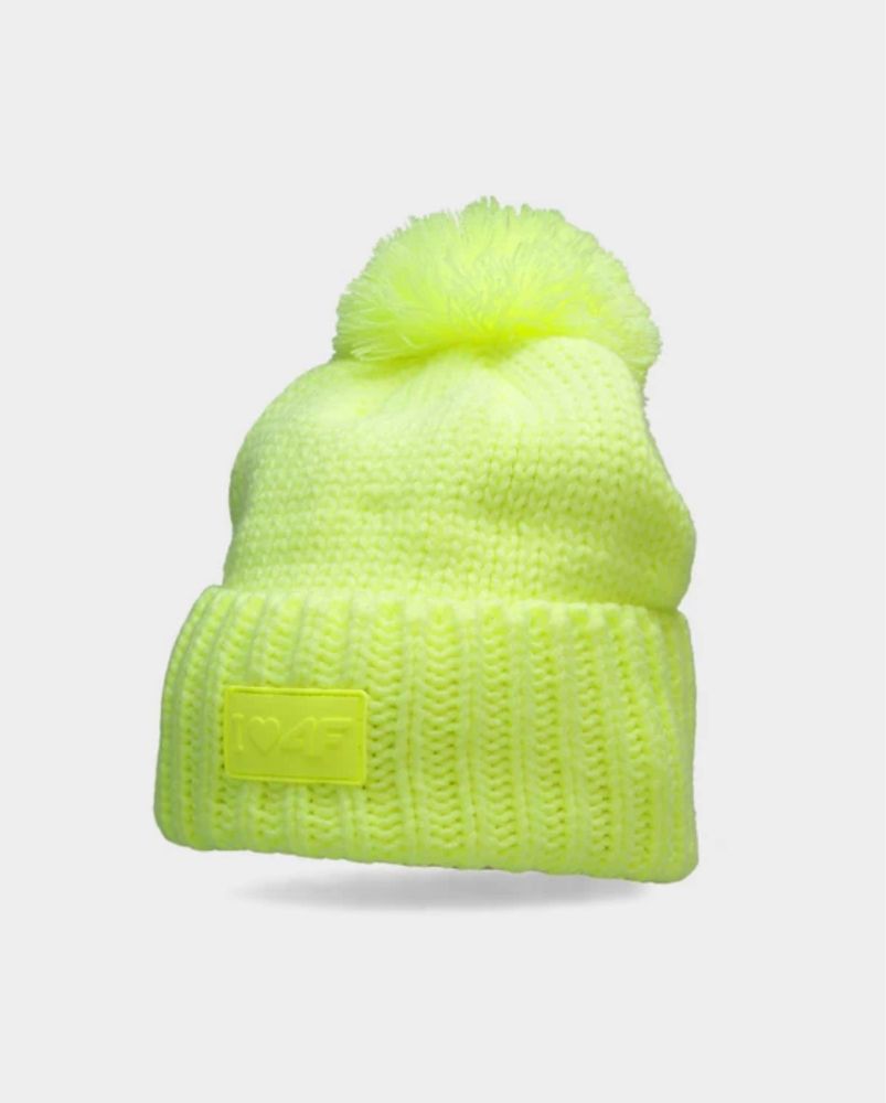 Zimowa narciarska czapka kolor neon żółty 4F