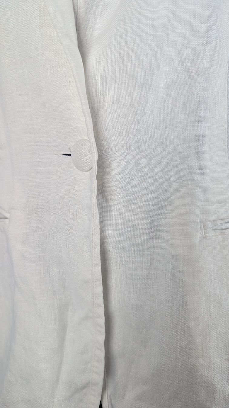Denim Co lniana letnia biała marynarka żakiet 100% len 38