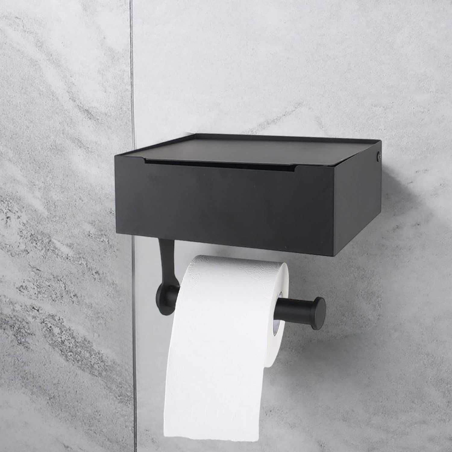 Uchwyt na papier toaletowy, bez wiercenia, z półką