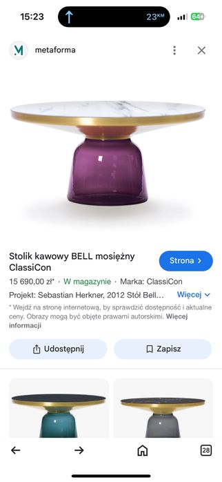 Bell ClassiCon stylowy szklany stolik by Sebastian Herkner