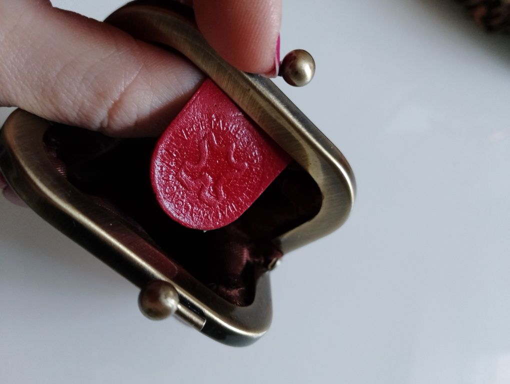 Bilonówka portfel czerwony mały Christopher Creazioni skóra skórzany