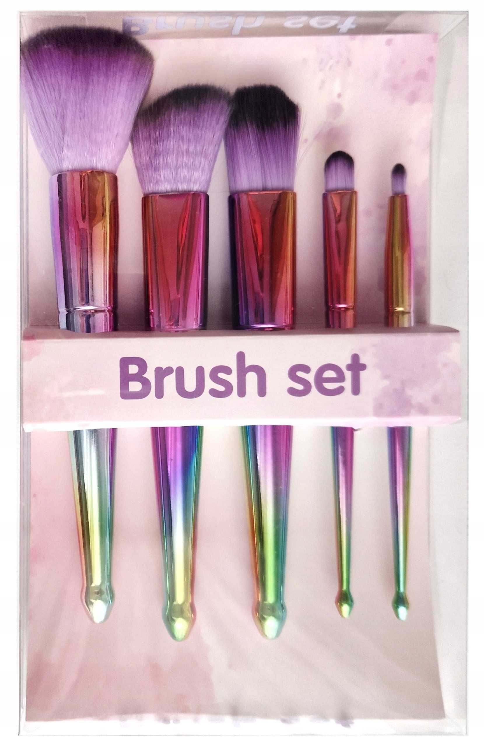 zestaw pędzli do makijażu 5 szt pędzle tęczowe brush set