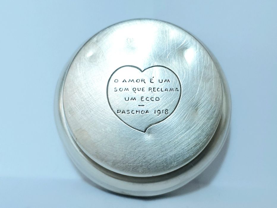 Amorosa antiga caixa de rapé em prata contrastada com  dedicatória
