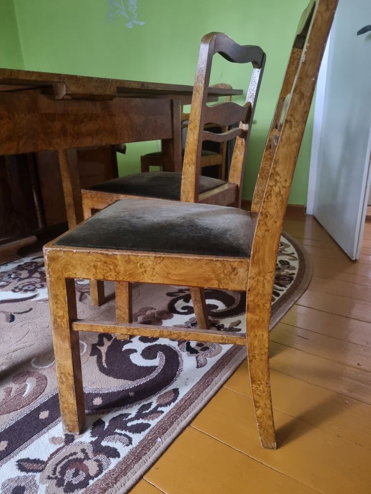 Komplet mebli do sypialni, łóżko, komoda, toaletka, szafa, stół,  PRL