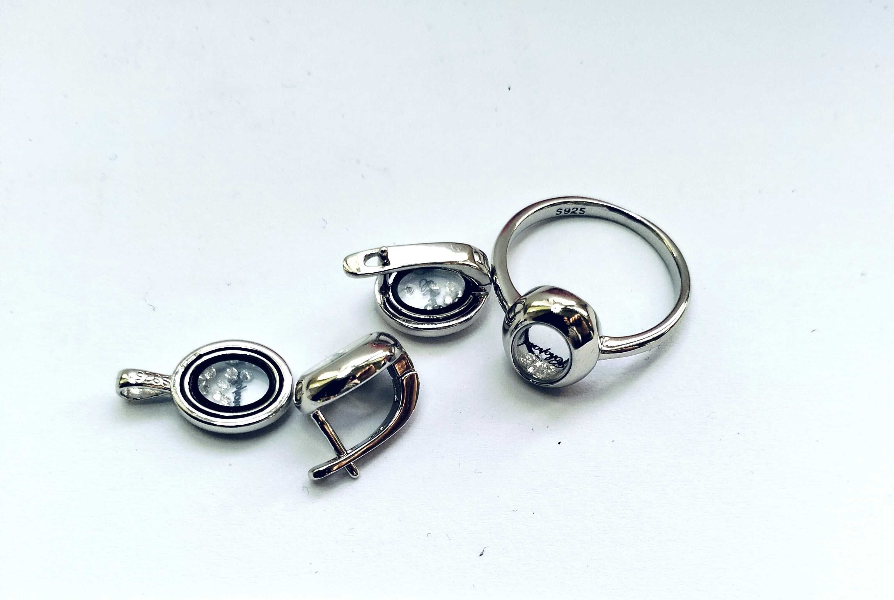 Серьги, кольцо, кулон, подвес серебряный