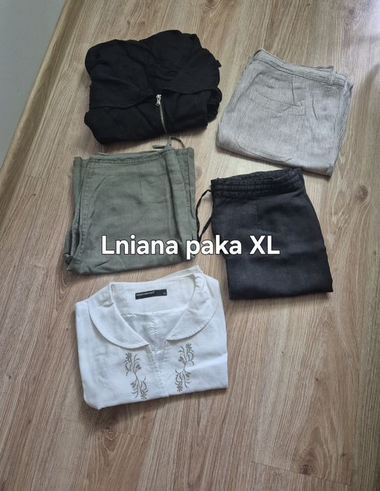 Paka ubrań damskich lnianych 100% len zestaw 5 sztuk r. XL