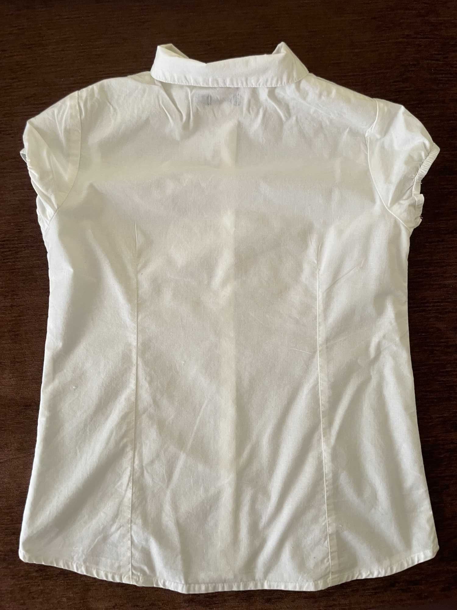 Bluzka, koszula, biała (wizytowa/galowa), krótki rękaw i kołnierzyk