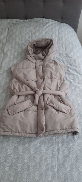 Жилет Rikkyhype подовжений осінньо-весняний з поясом та капюшоном, сір