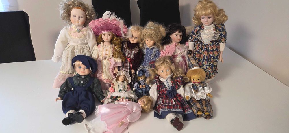 Stare Lalki porcelanowe i pajacyki - 12 sztuki