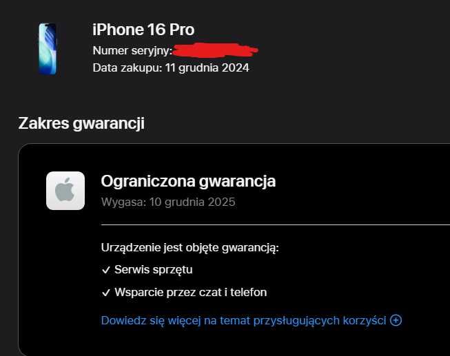 Iphone 16 PRO 256 GB Gwarancja
