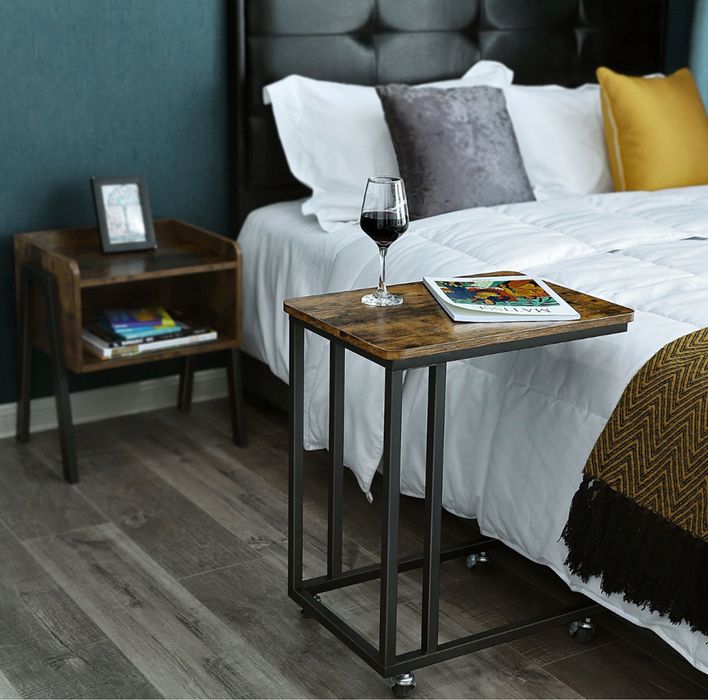 Stolik loft rustykalny mobilny – kawowy, śniadaniowy, pod laptop