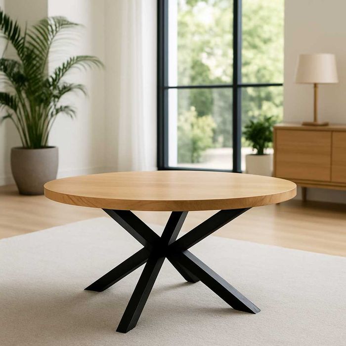 Stół PAJĄK Dębowy Okrągły LOFT, Lite Drewno, Różne Wymiary, Rozkładany