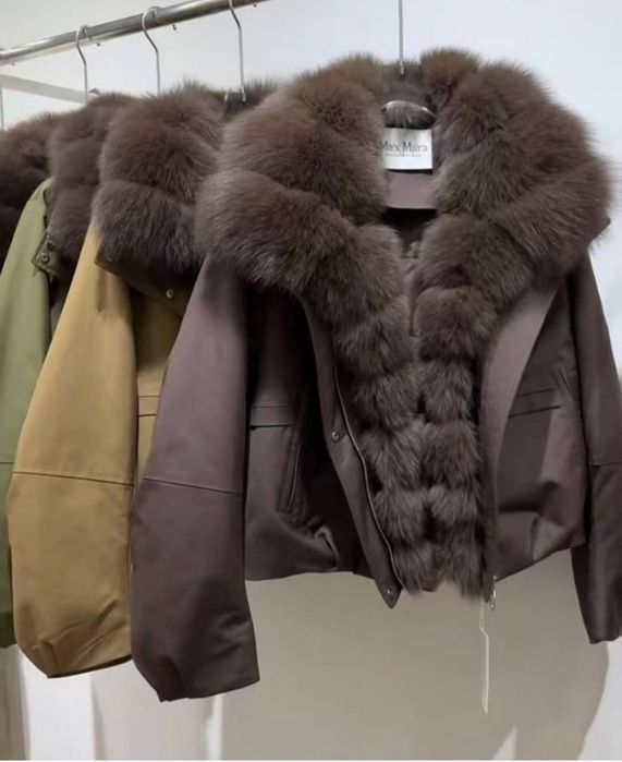 Бомбер пуфер хутро песець М,Л