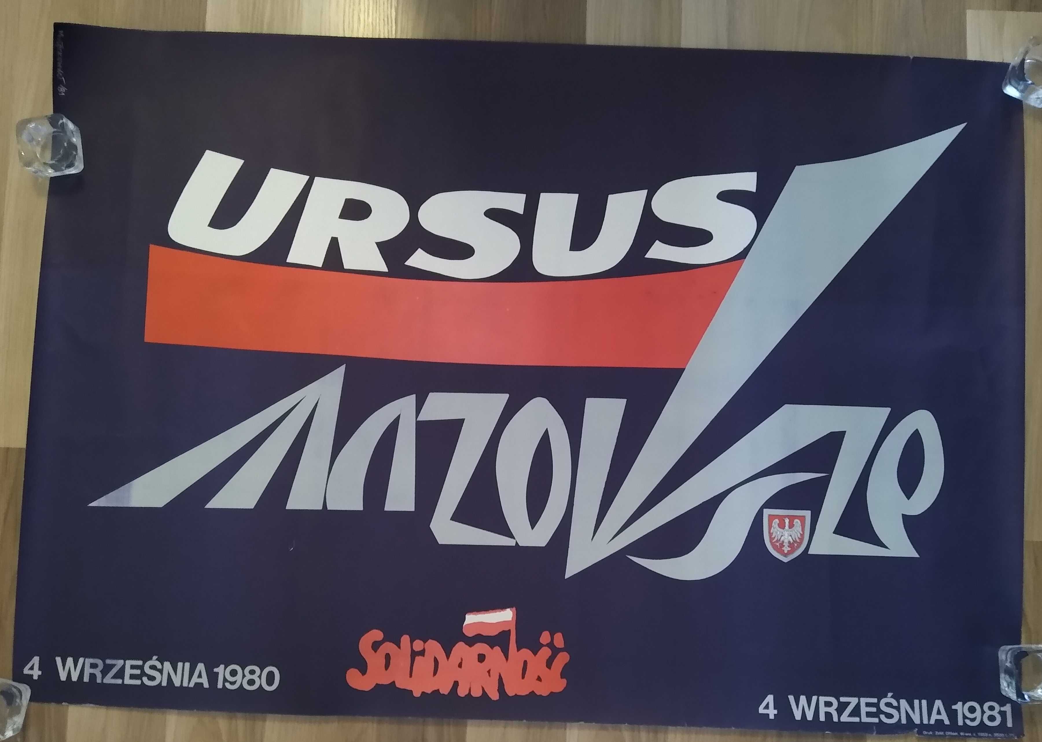 Plakat Ursus Mazowsze Solidarność 4 września lata 1980 do 1981 PRL