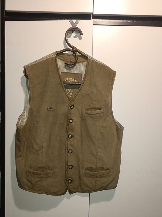Vintage kamizelka skórzana zamszowa Camel 54