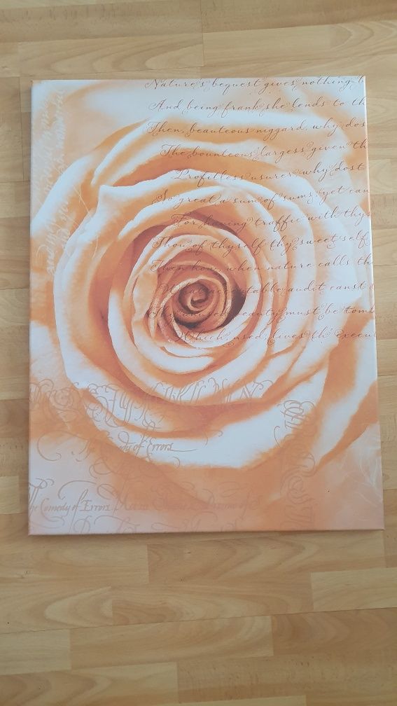 Quadro Tela Rosa grande tamanho 80cm X 60cm