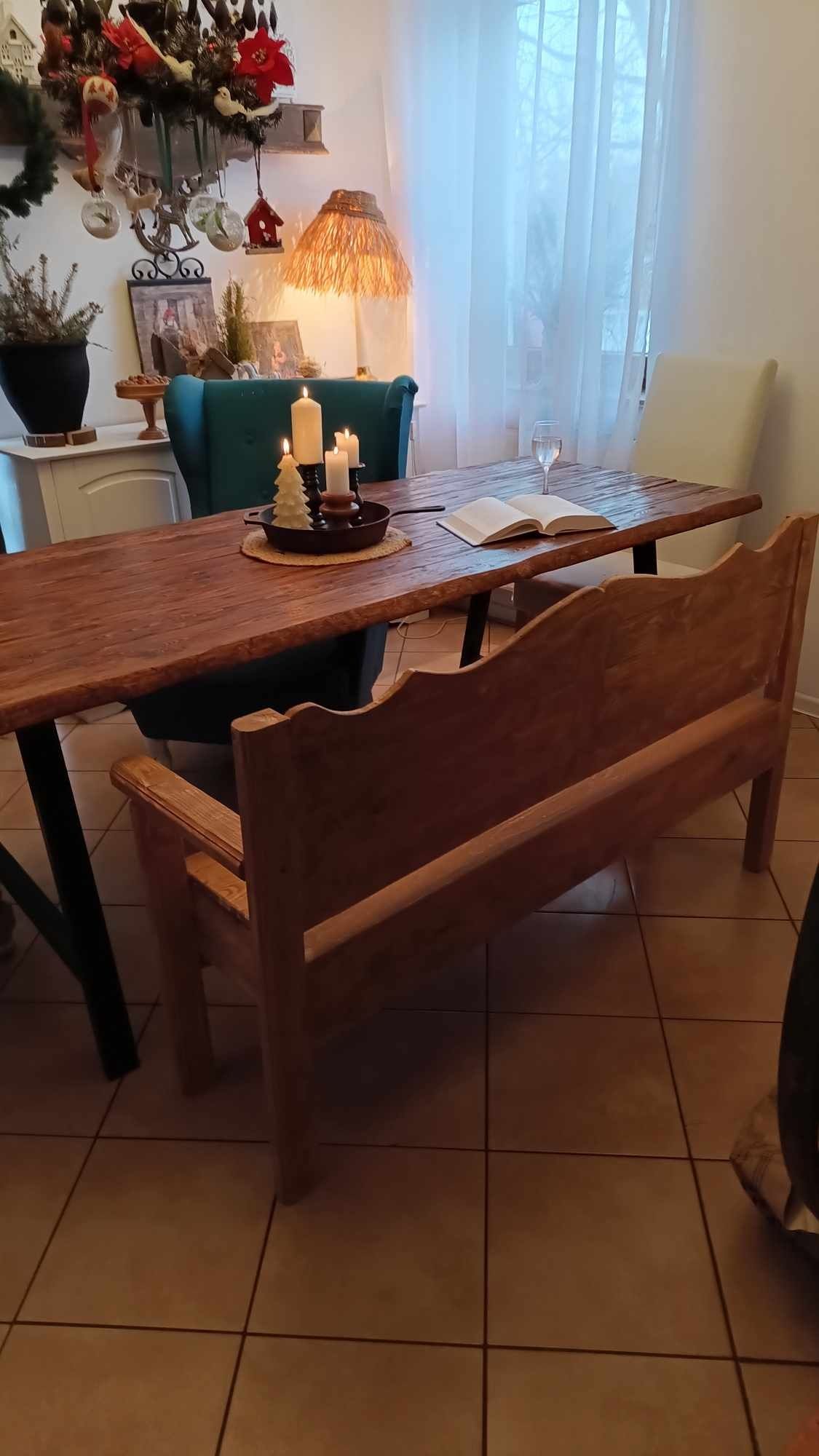 Ławka w stylu prowansalskie wiejskim farmhous shabby Chic szlabanek