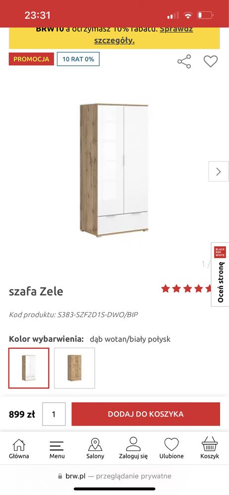 Zestaw meble komoda szafa szafka BRW Zele