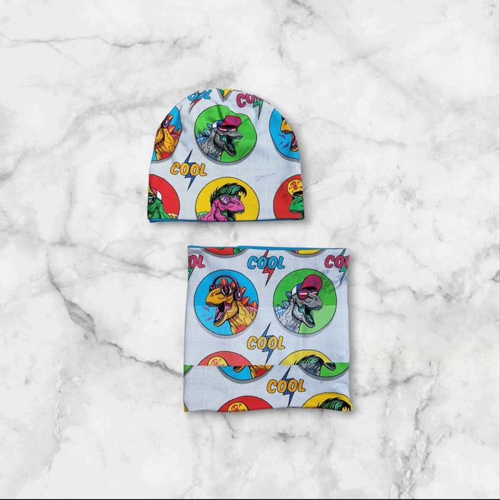 Komplet jesienny dla chłopca Dinozaury bawełniany 110 122 cm