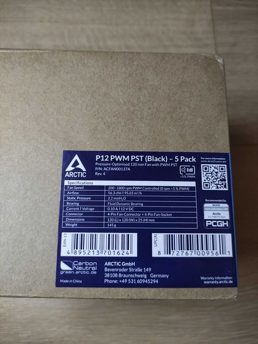 Wentylatory ARCTIC P12 PWM PST 120 mm - zestaw 5 szt. ACFAN00137A