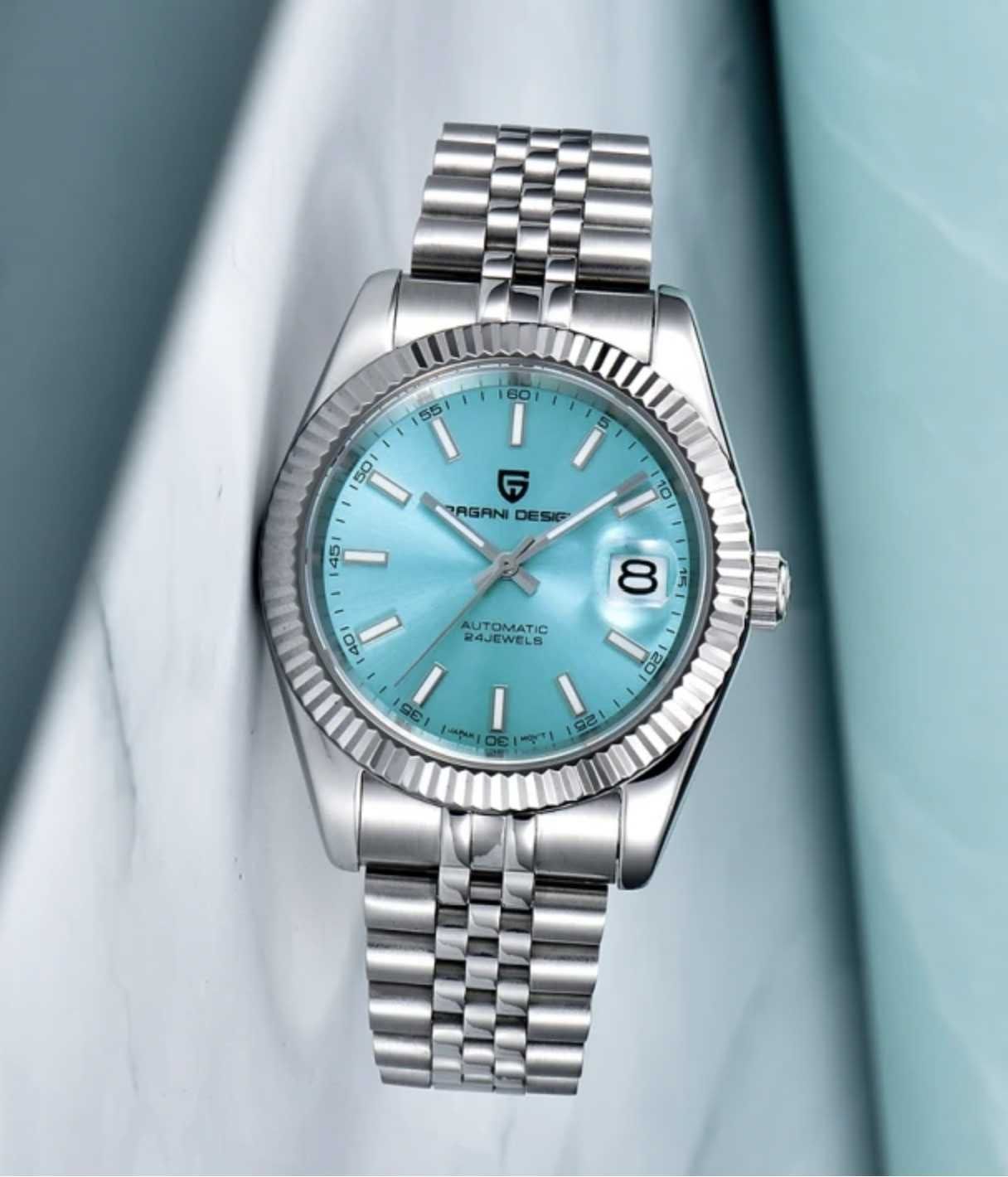 DATE JUST Wimbledon Tiffany годинник механіка Seiko NH35A. Сапфір