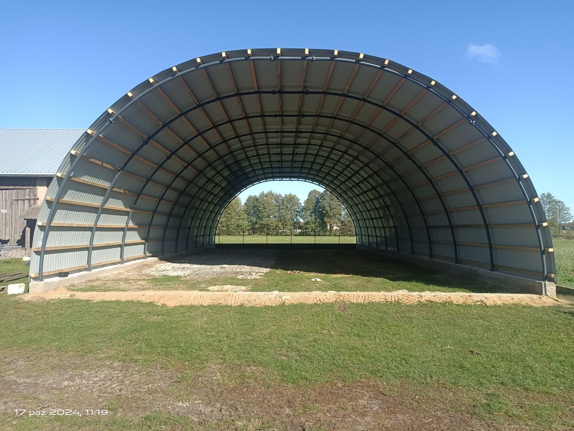 Konstrukcja hali łukowej 12m wzmocniona teownik 50x50x6 garaż magazyn