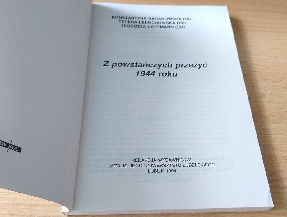 Z powstańczych przeżyć 1944 roku Baranowska Ledóchowska Hoffmann