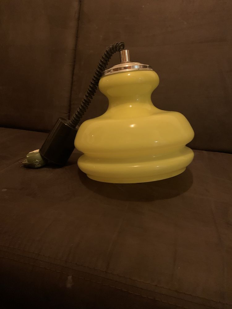 Vintage atomowa żóta lampa sufitowa