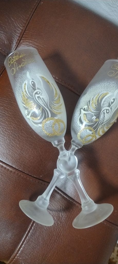 Весільні матові бокали Бокали для молодят свадебные бокалы