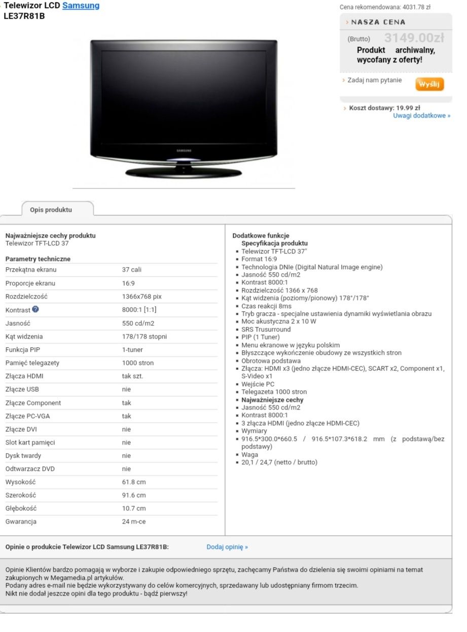 telewizor Samsung le37r81bx/xec