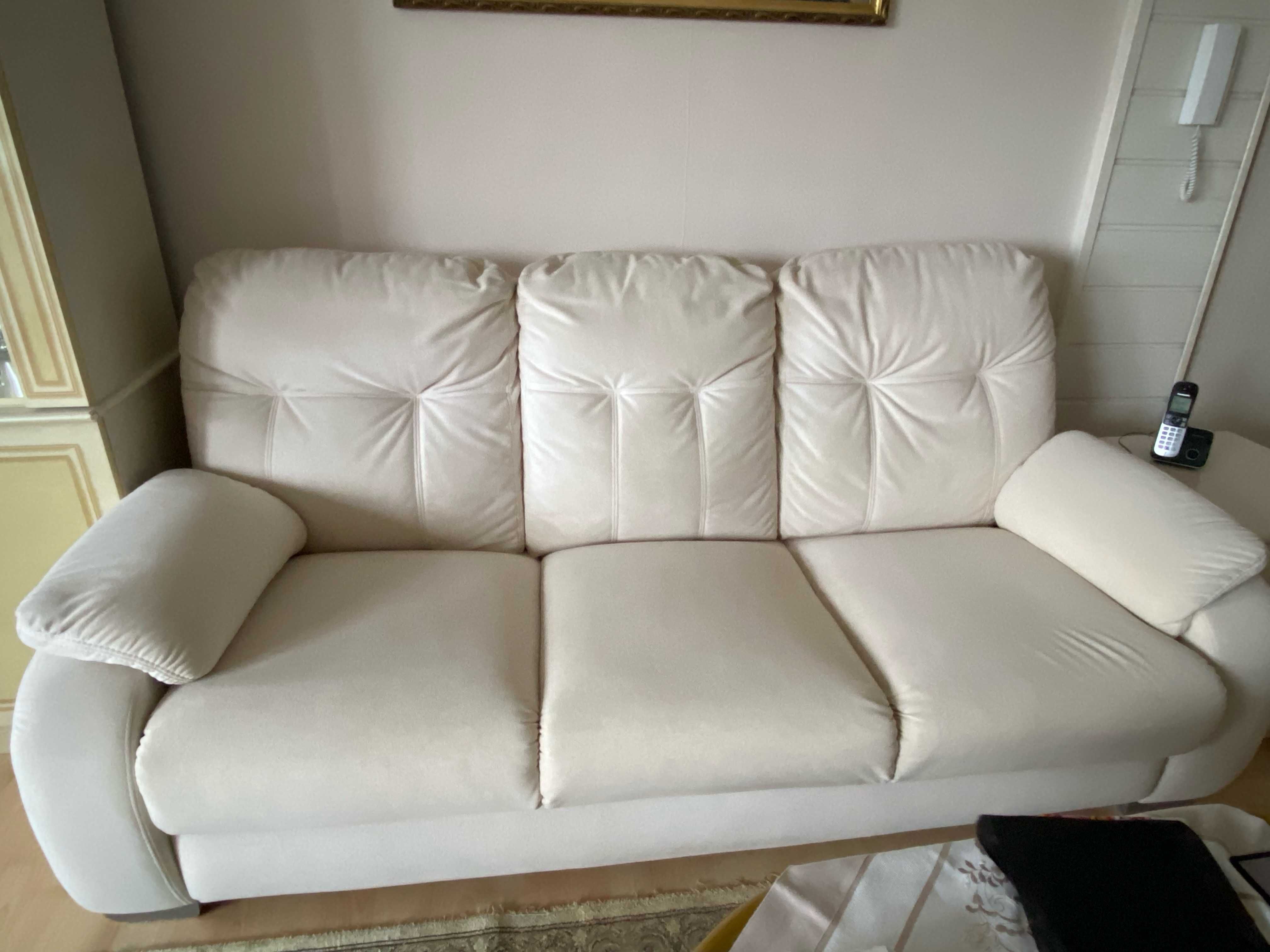 Zestaw sofa + fotel rozkładany - Dobry stan!