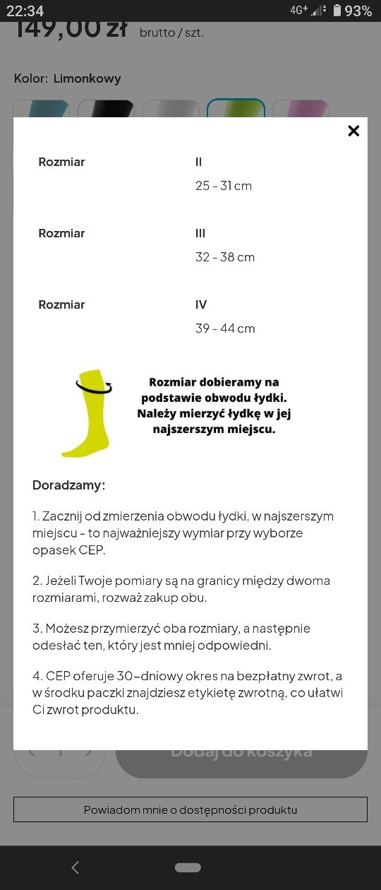 Damskie opaski kompresyjne CEP na łydki białe rozmiar IV
