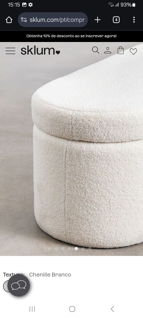 Banco NOVO baú em chenille branco SKLUM