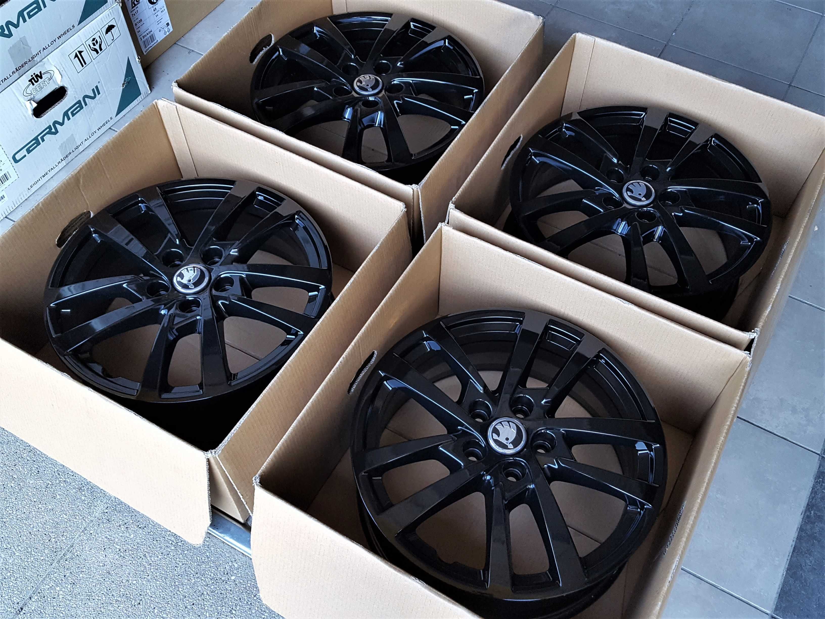 Alufelgi 17 5x112 Skoda Octavia Superb Yeti Karoq Oryginał Czarne 218#