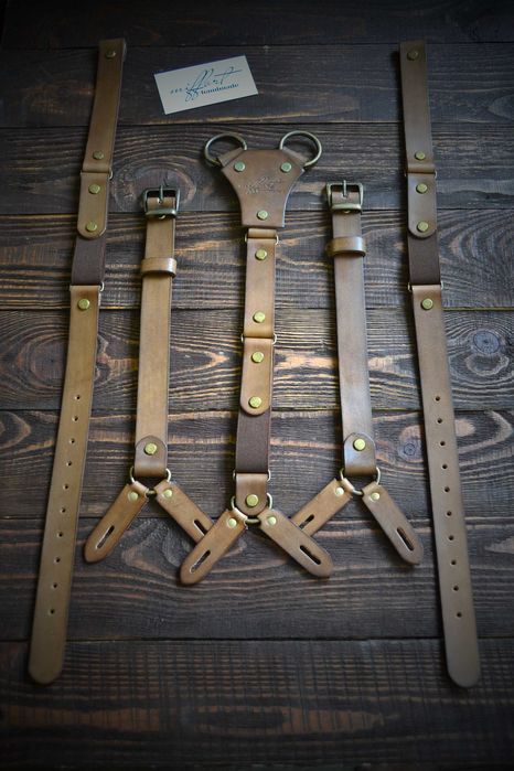 Кожаные подтяжки. Подтяжки из кожи. Мужские подтяжки. Ручная работа.