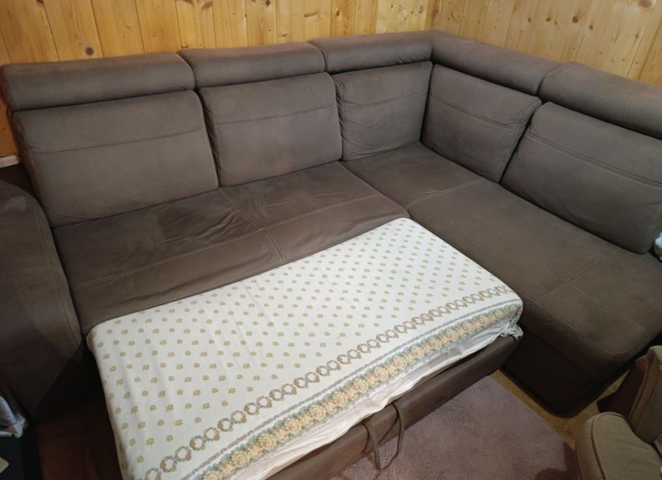 OBNIŻKA! Narożnik kanapa z dużą skrzynią i funkcją spania