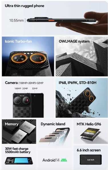 Смартфон OUKITEL IIIF150 Air3 12/512ГБ 100МП защита IP68/IP69K 5000мАч