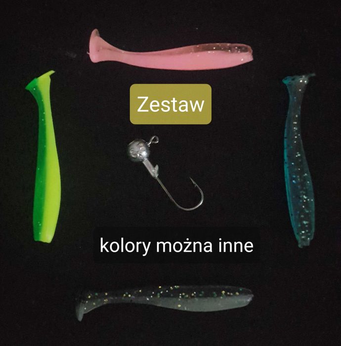 zestaw 4 gum (10 kolorów do wyboru) + 1 główka jigowa 3.5g