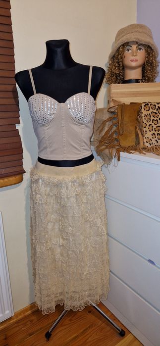 Top gorsetowy beżowy