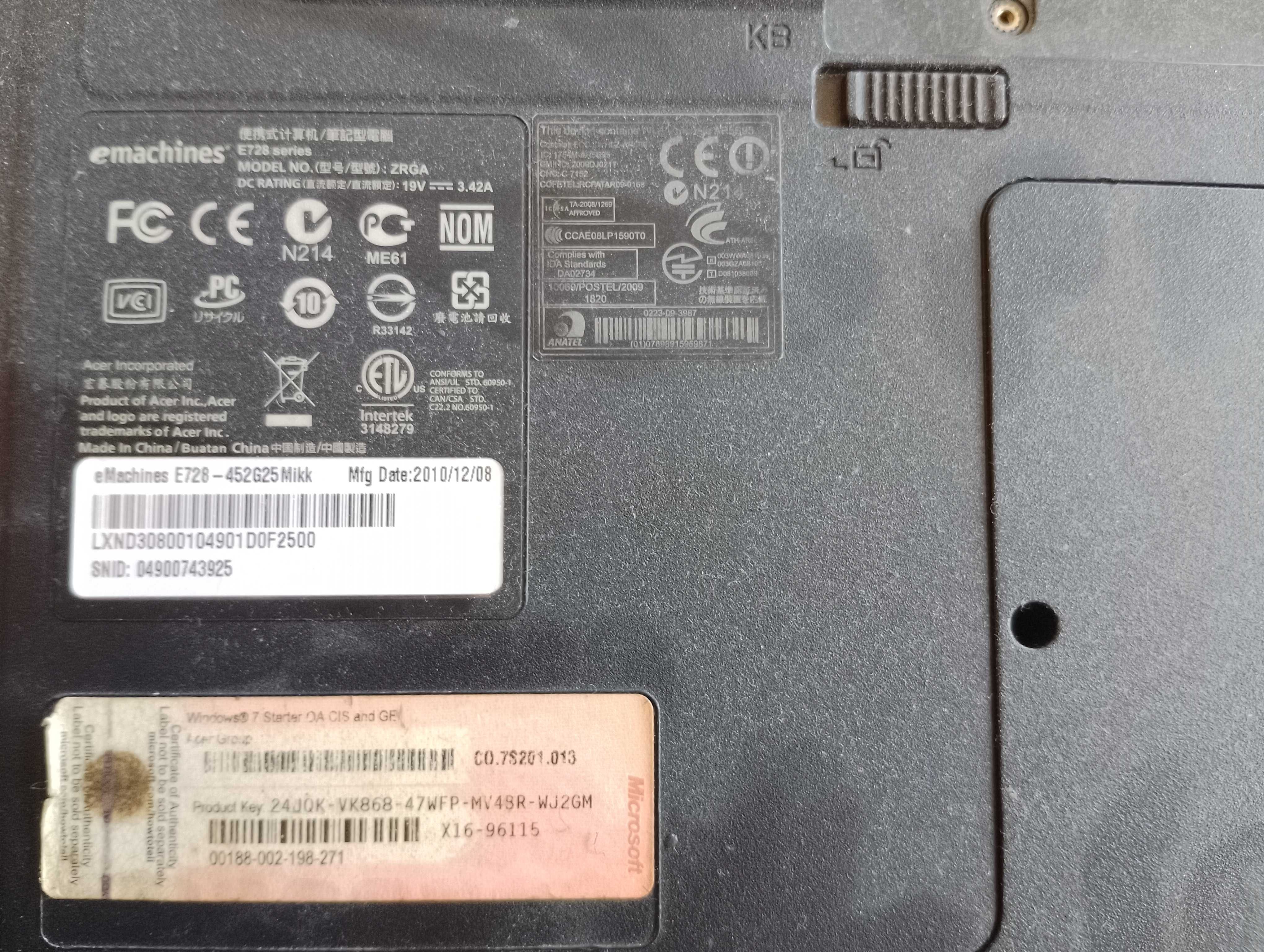 Emachines e728 под разбор